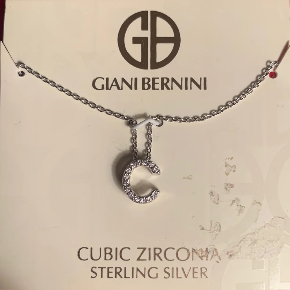 NWT Sterling Silver Cubic Zirconia Initial “C” Necklace. - Picture 1 of 3
